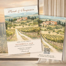 Val d'Orcia Aquarell Hochzeitspapeterie-Suite Einladung