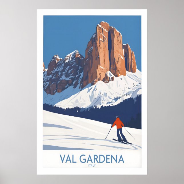 Val Gardena-Wandkunst Skiplakat 1 Poster (Vorne)