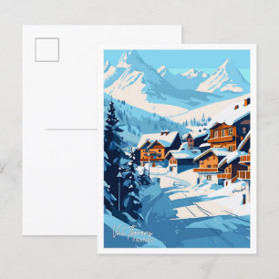 Val Thorens Frankreich Reise Vintage-Illustration Postkarte