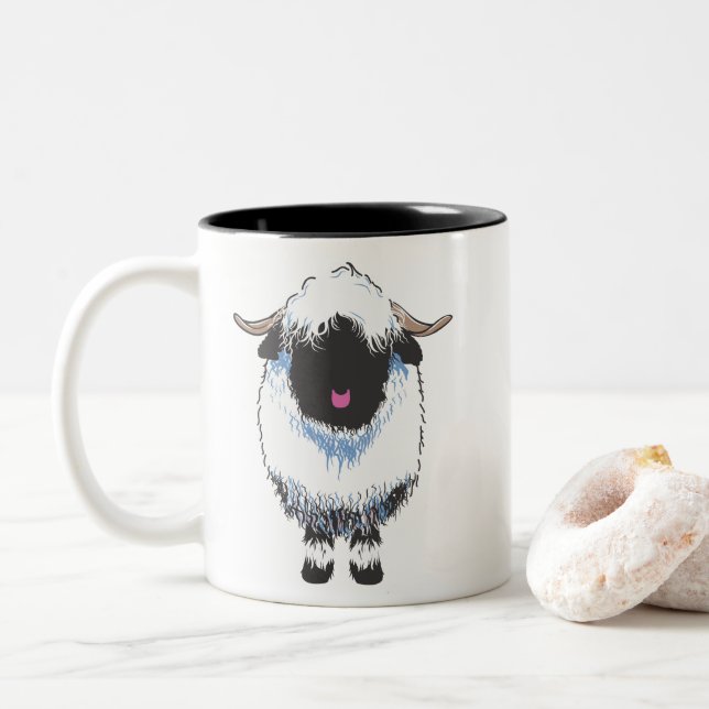VALAIS BLACKNOSE SHEEP 2-TONKAFFEE TASSE (Mit Donut)