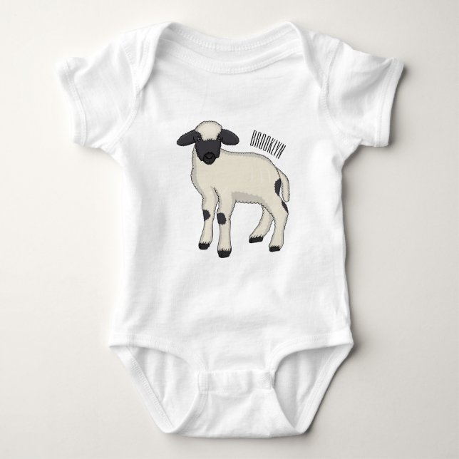 Valais Blacknose sheep cartoon illustration Baby Strampler (Vorderseite)