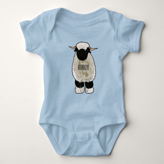 Valais Blacknose sheep cartoon illustration Baby Strampler (Vorderseite)