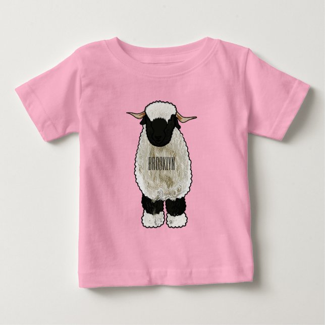 Valais Blacknose sheep cartoon illustration Baby T-shirt (Vorderseite)