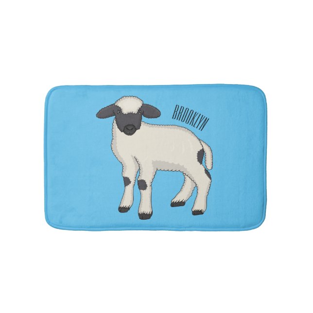 Valais Blacknose sheep cartoon illustration Badematte (Vorderseite)