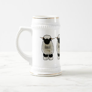 Valais Blacknose sheep cartoon illustration Bierglas
