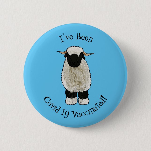 Valais Blacknose sheep cartoon illustration Button (Vorderseite)