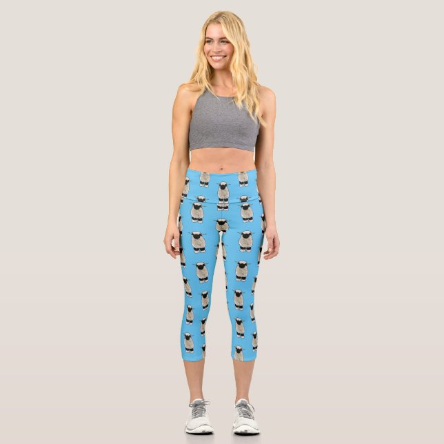 Valais Blacknose sheep cartoon illustration Capri Leggings (Vorderseite)
