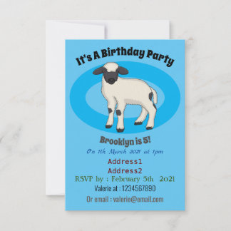 Valais Blacknose sheep cartoon illustration Einladung