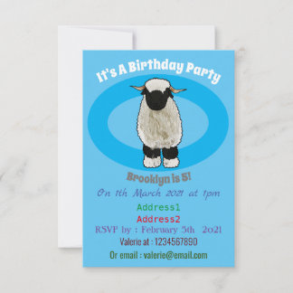 Valais Blacknose sheep cartoon illustration Einladung
