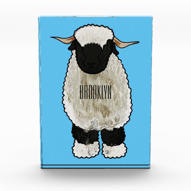 Valais Blacknose sheep cartoon illustration Fotoblock (Vorderseite)