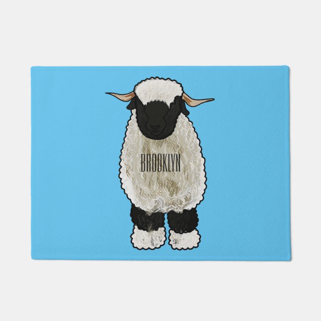 Valais Blacknose sheep cartoon illustration Fußmatte (Vorderseite)