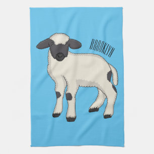 Valais Blacknose sheep cartoon illustration Geschirrtuch