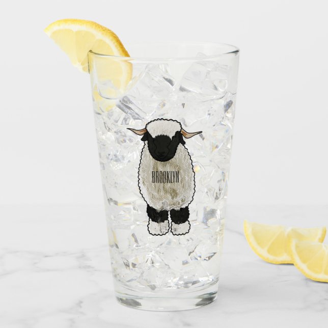 Valais Blacknose sheep cartoon illustration Glas (Vorderseite Ice)