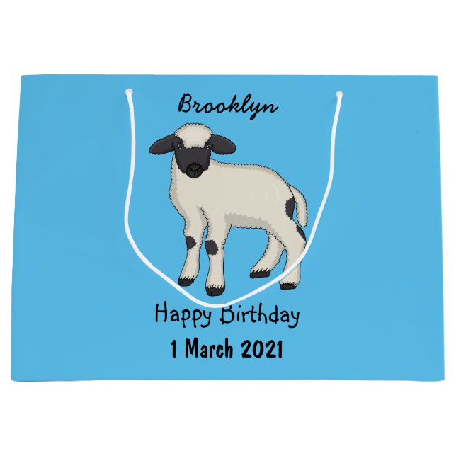 Valais Blacknose sheep cartoon illustration Große Geschenktüte (Vorderseite)
