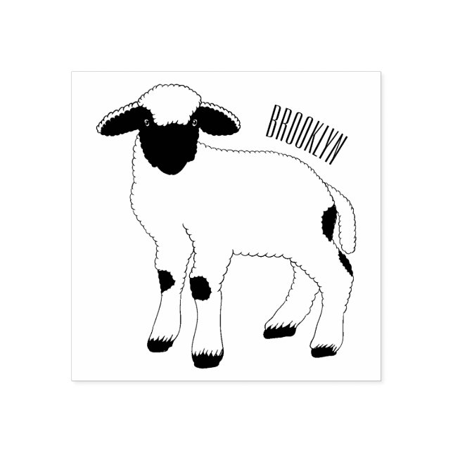 Valais Blacknose sheep cartoon illustration Gummistempel (Prägung)