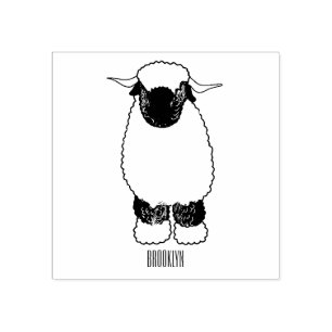 Valais Blacknose sheep cartoon illustration Gummistempel