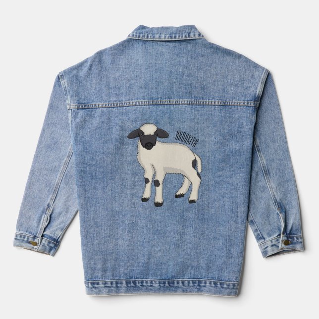 Valais Blacknose sheep cartoon illustration Jeansjacke (Rückseite)