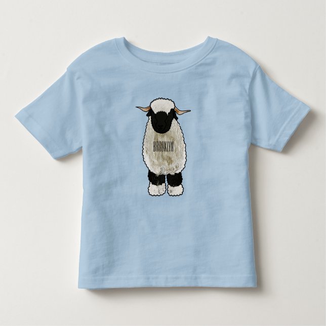 Valais Blacknose sheep cartoon illustration Kleinkind T-shirt (Vorderseite)