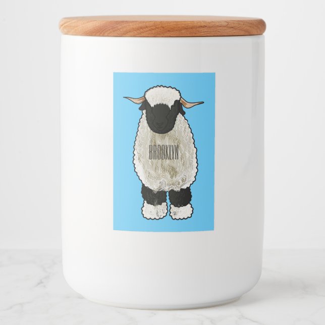 Valais Blacknose sheep cartoon illustration Lebensmitteletikett (Vorderseite)