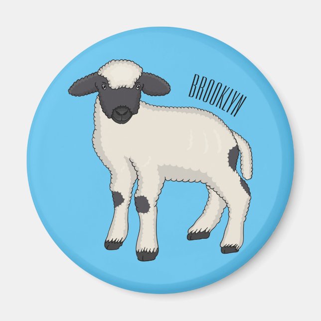 Valais Blacknose sheep cartoon illustration Magnet (Vorne)