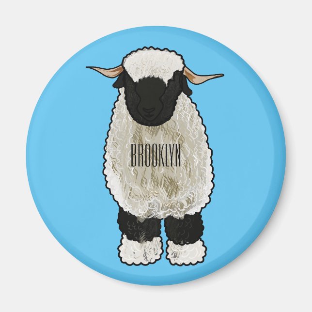 Valais Blacknose sheep cartoon illustration Magnet (Vorne)