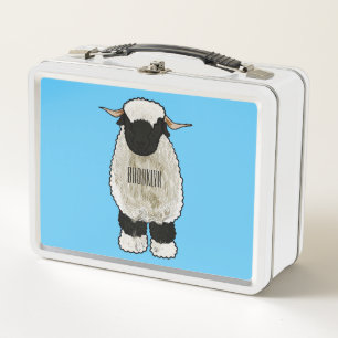 Valais Blacknose sheep cartoon illustration Metall Brotdose