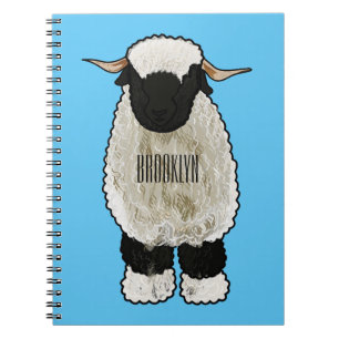 Valais Blacknose sheep cartoon illustration Notizblock