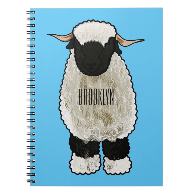 Valais Blacknose sheep cartoon illustration Notizblock (Vorderseite)