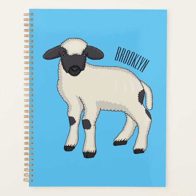 Valais Blacknose sheep cartoon illustration Planer (Vorderseite)