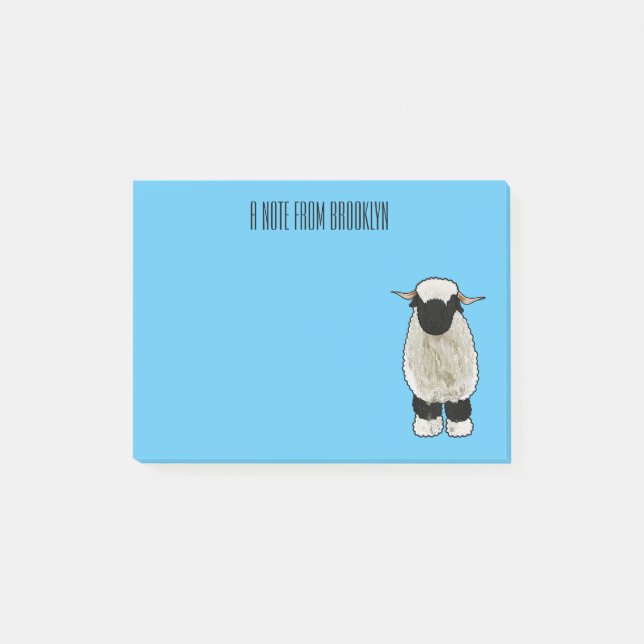 Valais Blacknose sheep cartoon illustration Post-it Klebezettel (Vorderseite)