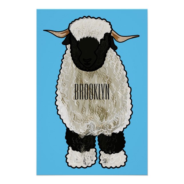 Valais Blacknose sheep cartoon illustration Poster (Vorderseite)