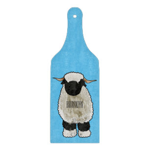 Valais Blacknose sheep cartoon illustration Schneidebrett