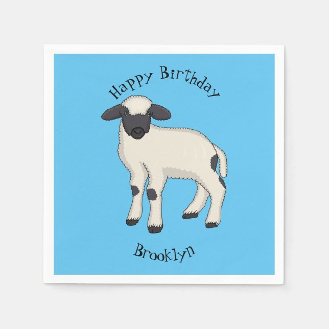 Valais Blacknose sheep cartoon illustration Serviette (Vorderseite)