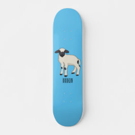 Valais Blacknose sheep cartoon illustration Skateboard