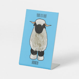 Valais Blacknose sheep cartoon illustration Sockelschild