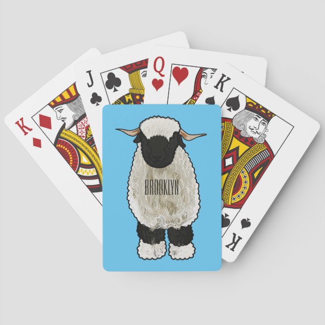 Valais Blacknose sheep cartoon illustration Spielkarten (Rückseite)