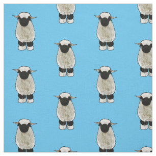 Valais Blacknose sheep cartoon illustration Stoff