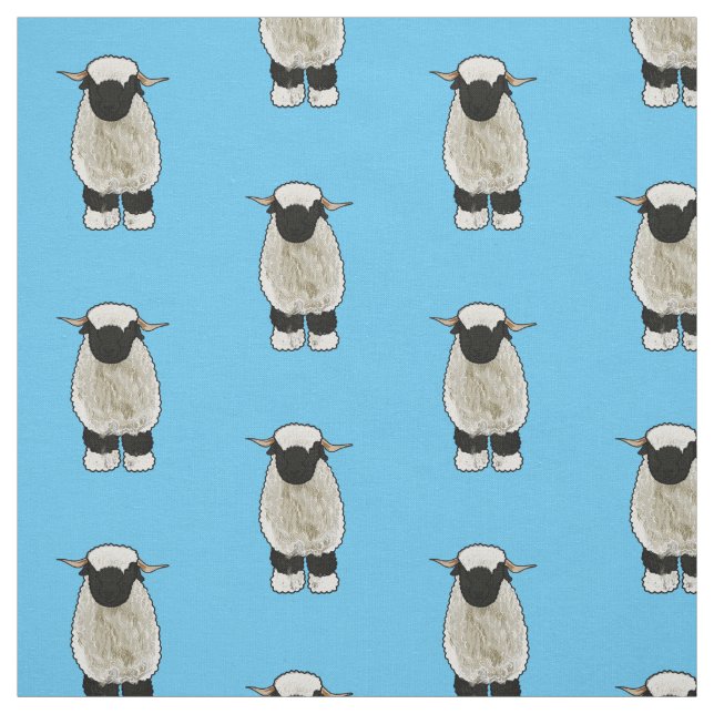 Valais Blacknose sheep cartoon illustration Stoff (Muster)