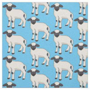 Valais Blacknose sheep cartoon illustration Stoff