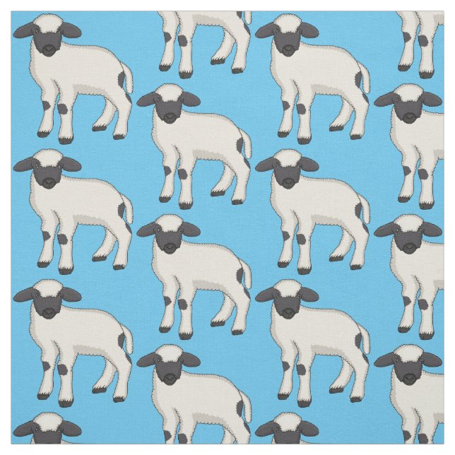 Valais Blacknose sheep cartoon illustration Stoff (Muster)