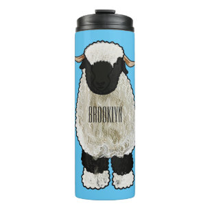 Valais Blacknose sheep cartoon illustration Thermosbecher