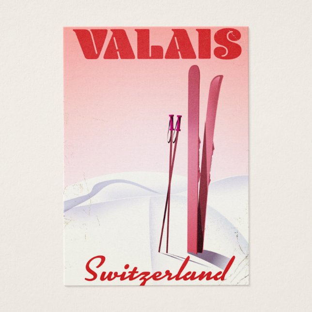 valais Schweiz Vintages Skipposter (Vorderseite)