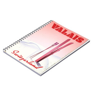 valais Schweiz Vintages Skipposter Notizblock