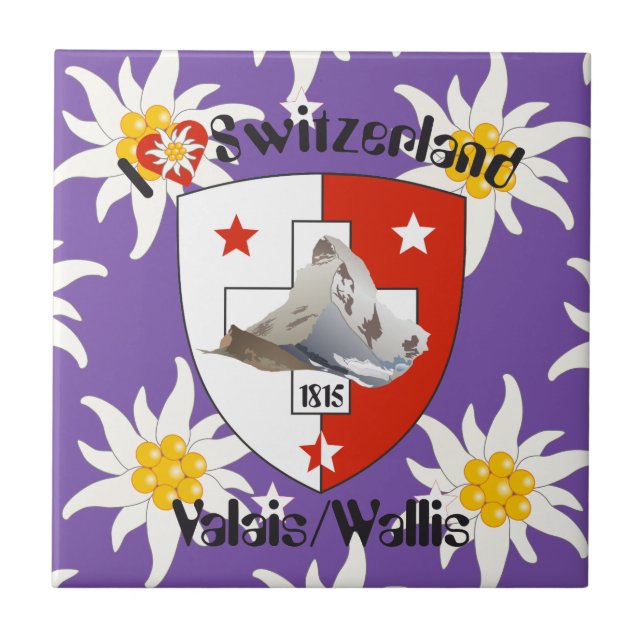 Valais / Wallis Schweiz Fliese (Vorderseite)