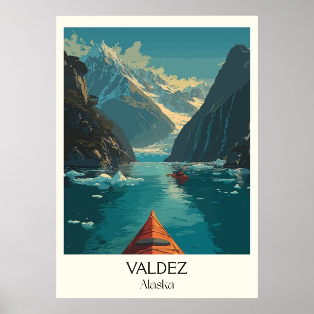 Valdez Alaska Fjord Kayak Adventure Poster (Vorne)