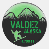 Valdez Alaska Green Snowboard Art Aufkleber
