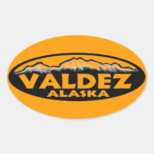 Valdez Alaska orange ovale Aufkleber