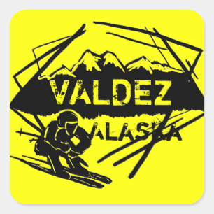 Valdez Alaska Skiaufkleber Quadratischer Aufkleber