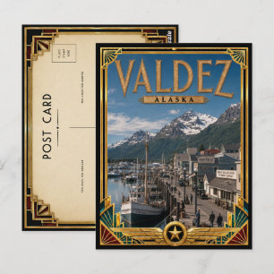 Valdez Alaska Vintage Art Deco Golden Age Postkarte