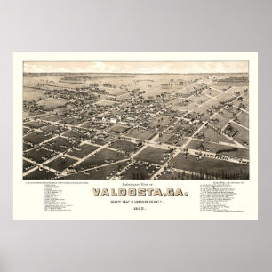 Valdosta, GA Panorama Karte - 1885 Poster